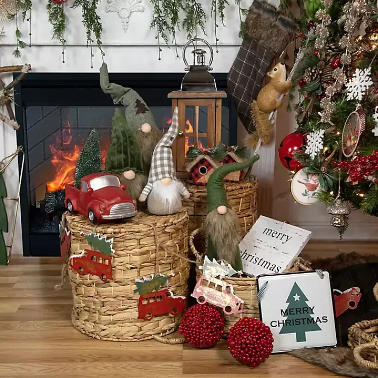 New Pre-Lit Vintage Red Tree Truck Figurine Christmas Decorations