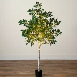 Hot Pre-Lit Warm LED Birch Tree, 5 ft. Trees & Topiaries