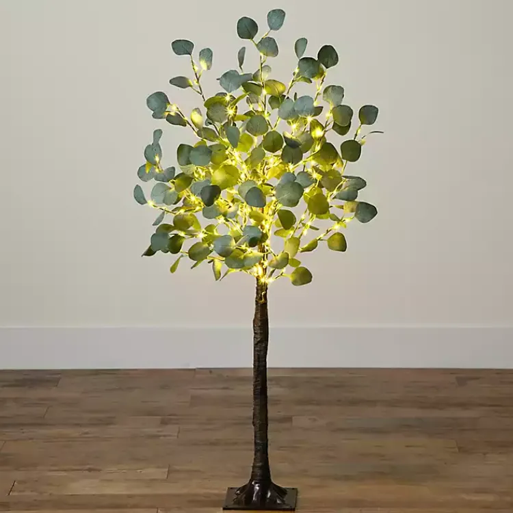 Sale Pre-Lit Warm LED Eucalyptus Plant, 4 ft. Trees & Topiaries