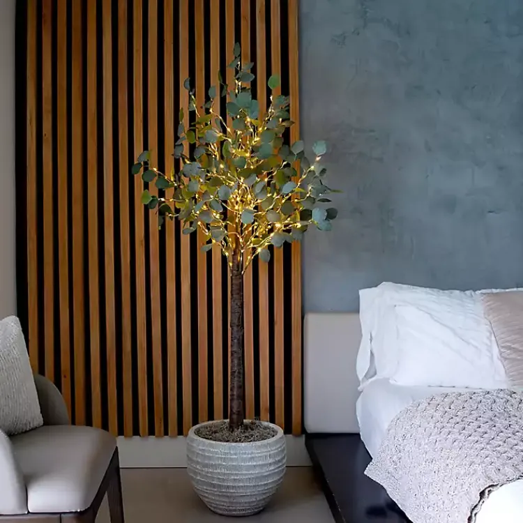 Online Pre-Lit Warm LED Eucalyptus Plant, 5 ft. Trees & Topiaries