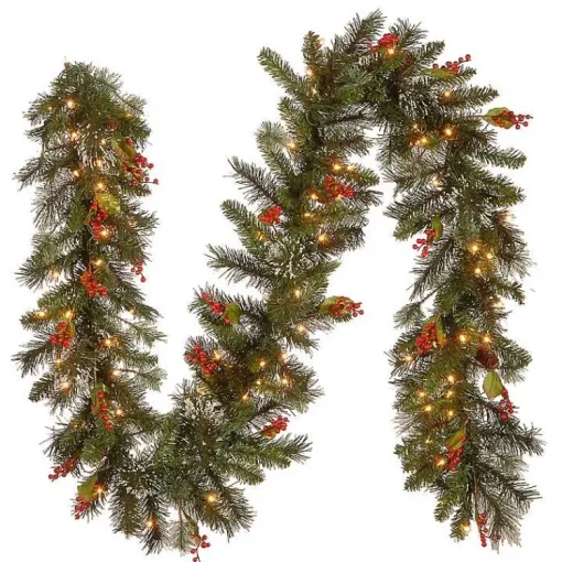 Outlet Pre-Lit Wintry Pine Christmas Garland, 9 ft. Christmas Arrangements & Garland