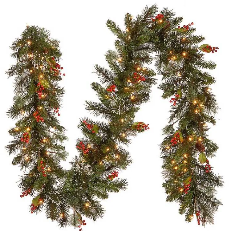 Outlet Pre-Lit Wintry Pine Christmas Garland, 9 ft. Christmas Arrangements & Garland