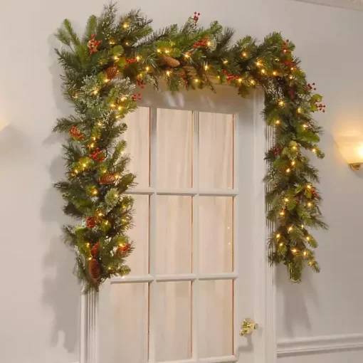 Outlet Pre-Lit Wintry Pine Christmas Garland, 9 ft. Christmas Arrangements & Garland