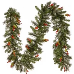 Outlet Pre-Lit Wintry Pine Christmas Garland, 9 ft. Christmas Arrangements & Garland