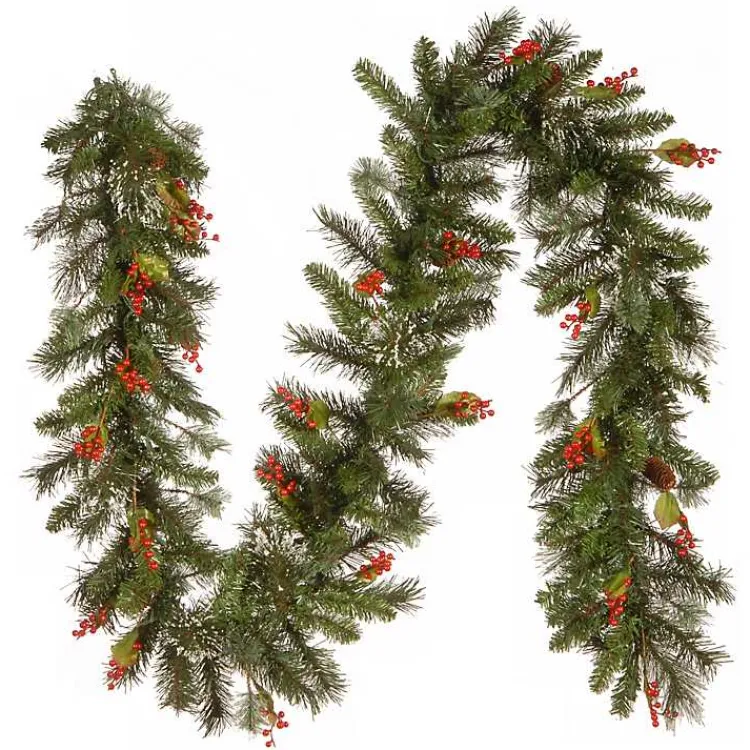 Outlet Pre-Lit Wintry Pine Christmas Garland, 9 ft. Christmas Arrangements & Garland