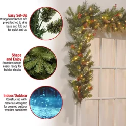 Outlet Pre-Lit Wintry Pine Christmas Garland, 9 ft. Christmas Arrangements & Garland