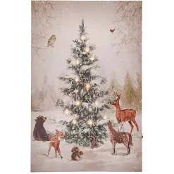 Hot Pre-Lit Woodland Christmas Tree Canvas Art Print Christmas Art & Wall Decor