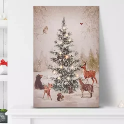 Hot Pre-Lit Woodland Christmas Tree Canvas Art Print Christmas Art & Wall Decor