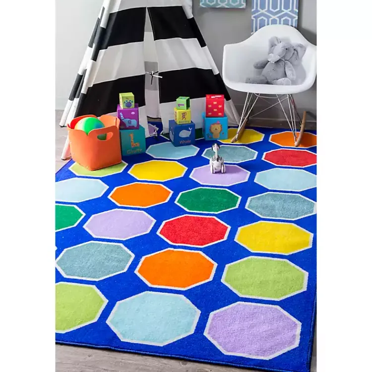 Kirklands Home Area Rugs|Primary Color Hexagon Area Rug, 5x8 Multi