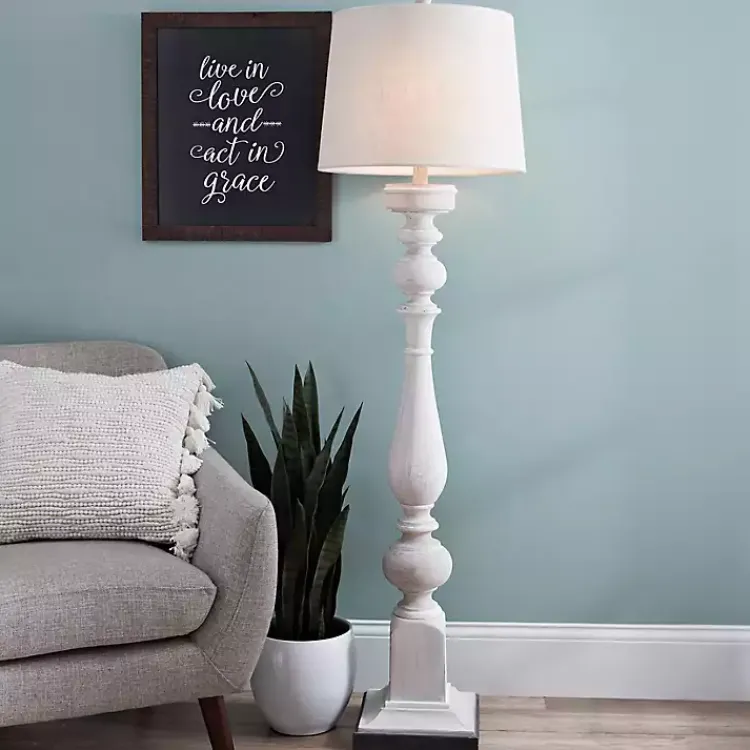 Kirklands Home Floor Lamps|Prussia White Floor Lamp Ivory