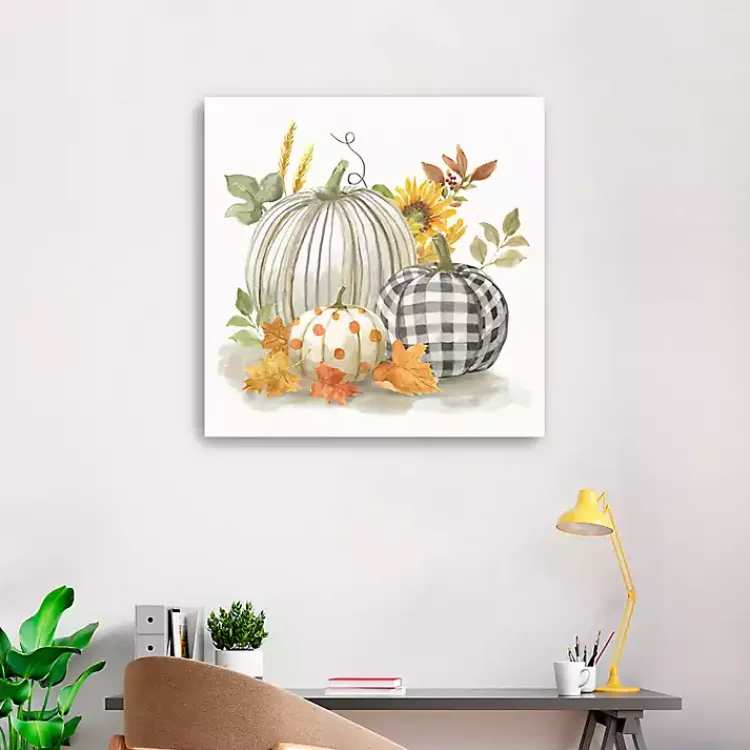 New Pumpkin Décor I Canvas Art Print, 30x30 Fall
