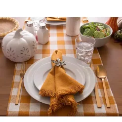 Kirklands Home Table Linens|Pumpkin Spice Checkered Table Runner