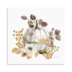 Hot Pumpkin with Florals Canvas Art Print Fall