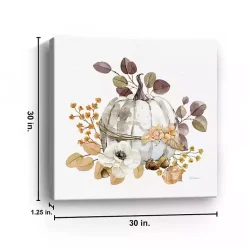 Hot Pumpkin with Florals Canvas Art Print Fall