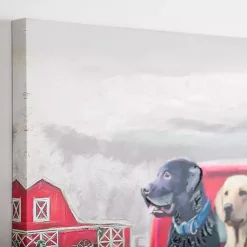 Outlet Puppies in Truck Christmas Canvas Wall Plaque Christmas Art & Wall Decor