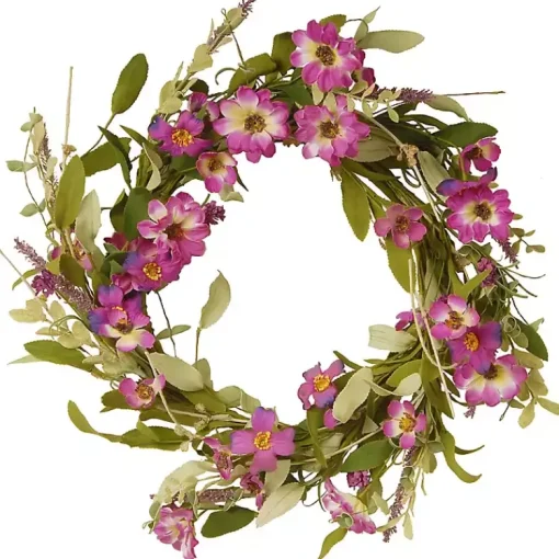Hot Purple Daisy and Lavender Wreath Wreaths