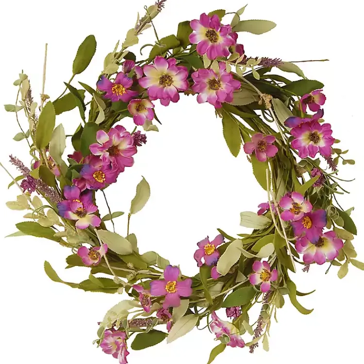 Hot Purple Daisy and Lavender Wreath Wreaths