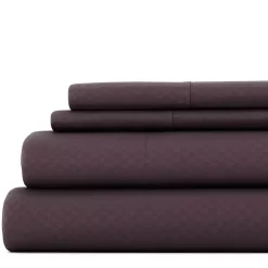 Kirklands Home Bed Sheets|Embossed Checkered 3-pc. Twin Sheet Set Purple