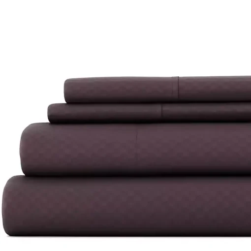 Kirklands Home Bed Sheets|Embossed Checkered 3-pc. Twin Sheet Set Purple