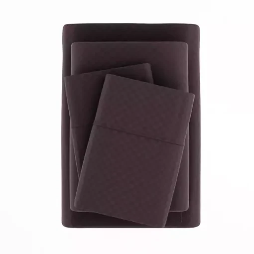 Kirklands Home Bed Sheets|Embossed Checkered 3-pc. Twin Sheet Set Purple