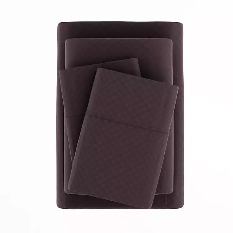 Kirklands Home Bed Sheets|Embossed Checkered 3-pc. Twin Sheet Set Purple