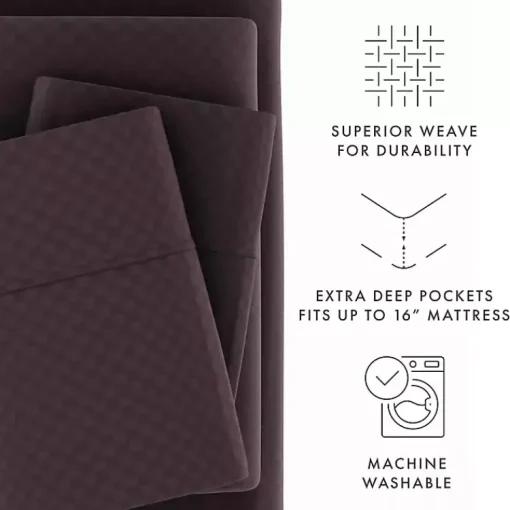 Kirklands Home Bed Sheets|Embossed Checkered 3-pc. Twin Sheet Set Purple