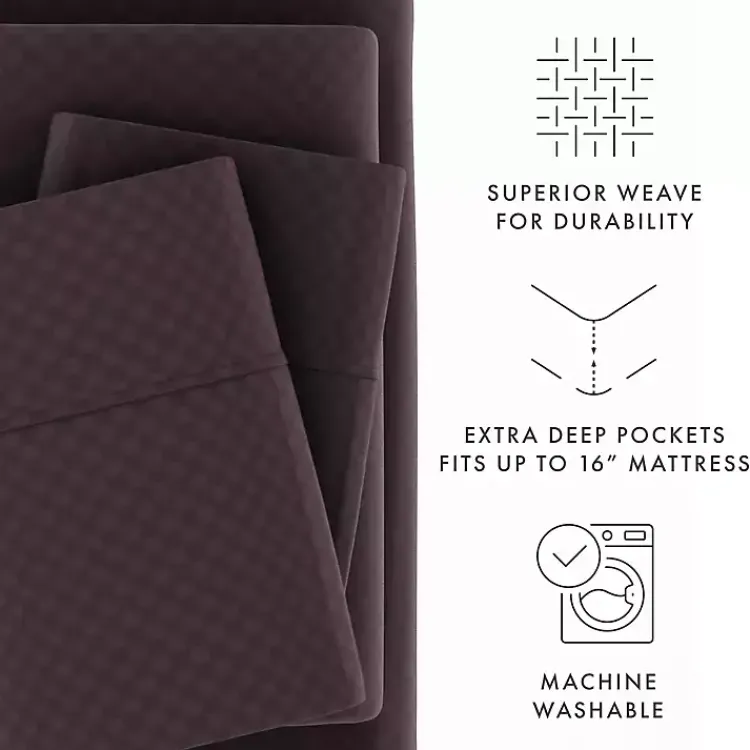 Kirklands Home Bed Sheets|Embossed Checkered 3-pc. Twin Sheet Set Purple