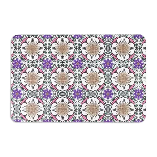 Kirklands Home Bathroom Rugs|Purple Flower Stone Bath Mat