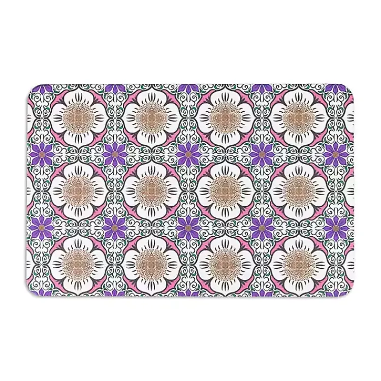 Kirklands Home Bathroom Rugs|Purple Flower Stone Bath Mat