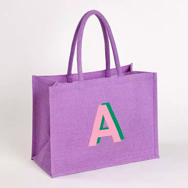 Clearance Monogram A Jute Tote Bag Monogram Seasonal Decor