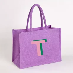 Best Monogram T Jute Tote Bag Monogram Seasonal Decor