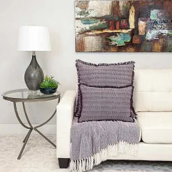 Discount Woven Stripes Fringe Pillow Pillows