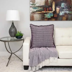 Discount Woven Stripes Fringe Pillow Pillows