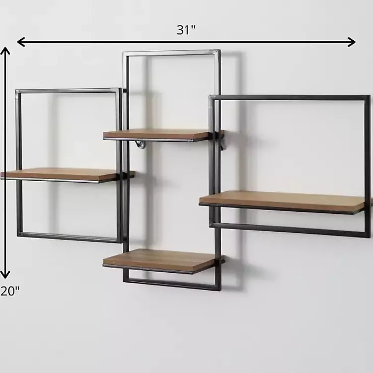 Kirklands Home Shelves|Quadrate Multi-Level Black Metal Wall Shelf