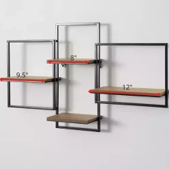 Kirklands Home Shelves|Quadrate Multi-Level Black Metal Wall Shelf
