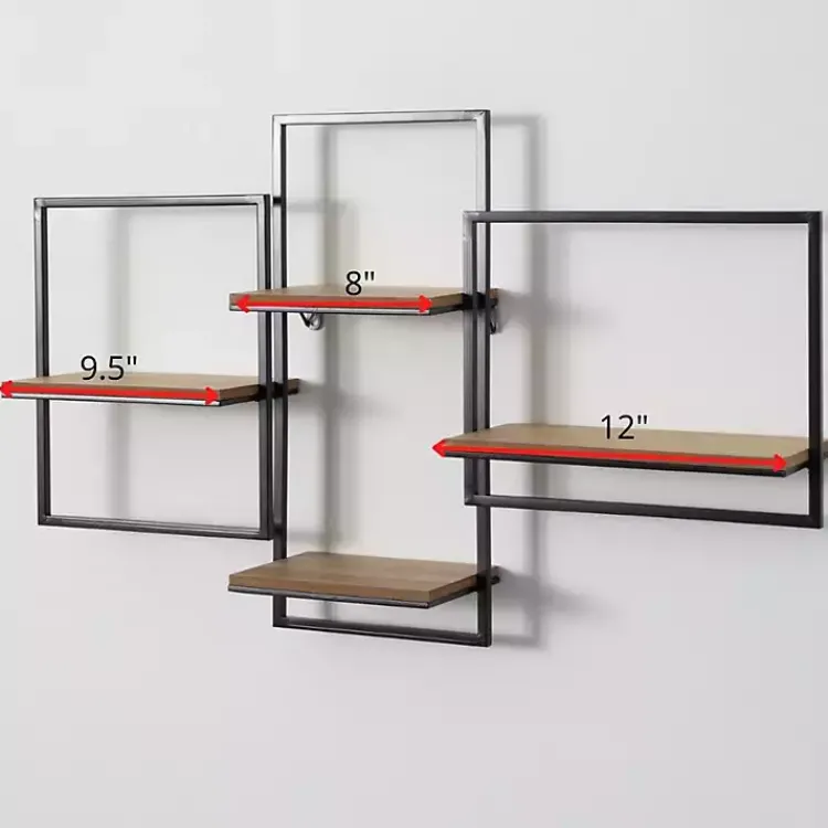 Kirklands Home Shelves|Quadrate Multi-Level Black Metal Wall Shelf