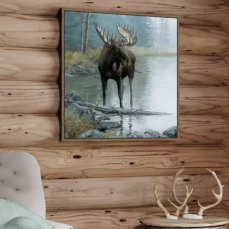 Kirklands Home Canvas Art|Quiet Water Moose Framed Canvas Art Print