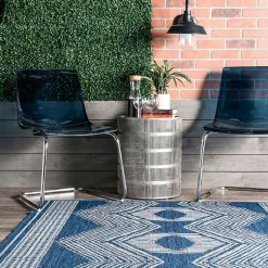 Kirklands Home Outdoor Rugs|Raina Blue Tribal Zig Zag Outdoor Rug, 5x8