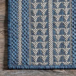 Kirklands Home Outdoor Rugs|Raina Blue Tribal Zig Zag Outdoor Rug, 5x8
