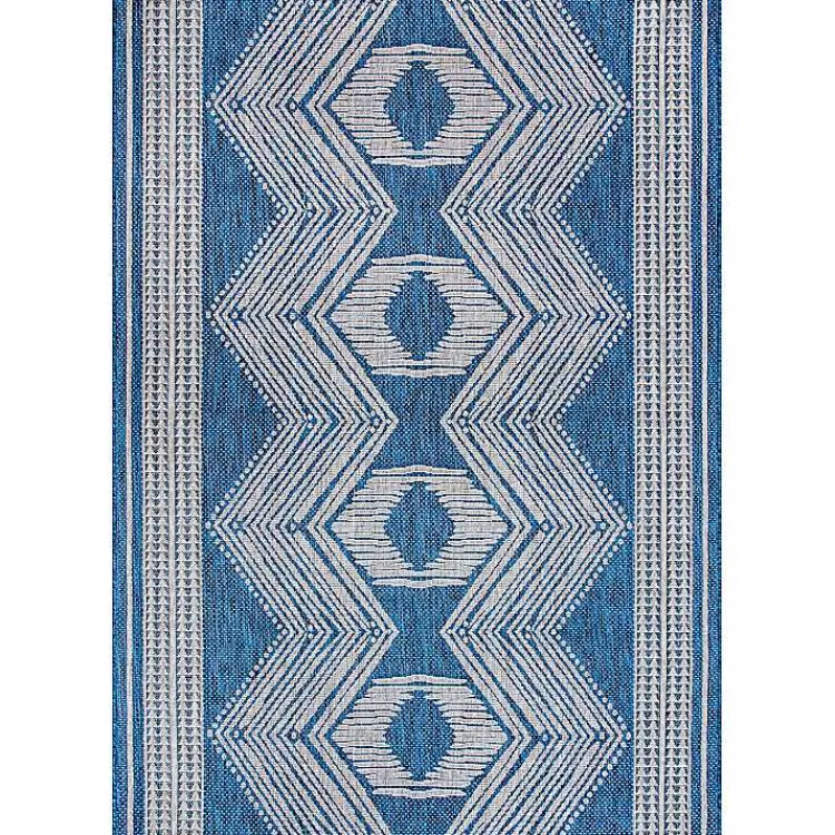 Kirklands Home Outdoor Rugs|Raina Blue Tribal Zig Zag Outdoor Rug, 8x10