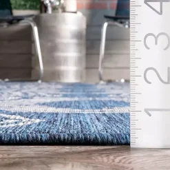 Kirklands Home Outdoor Rugs|Raina Blue Tribal Zig Zag Outdoor Rug, 8x10