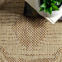Kirklands Home Outdoor Rugs|Raina Tribal Zig Zag Outdoor Rug, 5x8 Brown