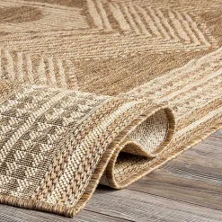 Kirklands Home Outdoor Rugs|Raina Tribal Zig Zag Outdoor Rug, 5x8 Brown