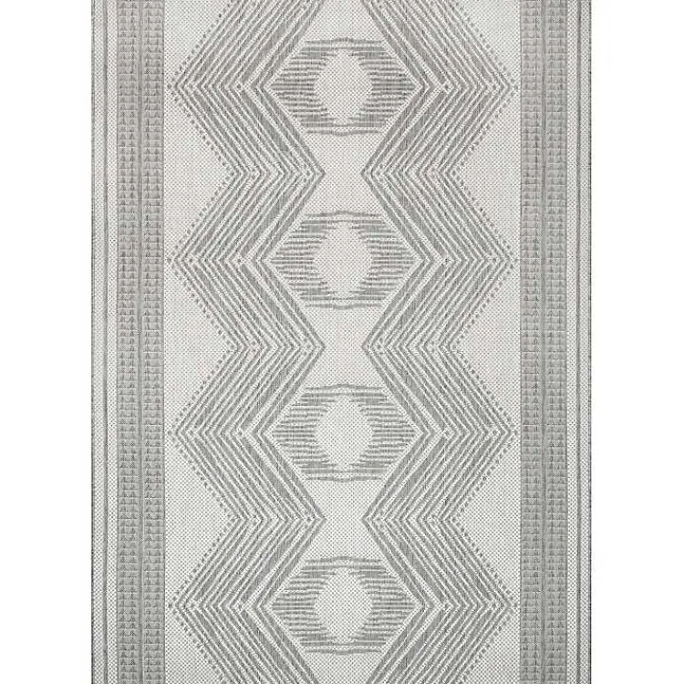 Kirklands Home Outdoor Rugs|Raina Tribal Zig Zag Outdoor Rug, 5x8 Gray