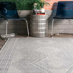Kirklands Home Outdoor Rugs|Raina Tribal Zig Zag Outdoor Rug, 5x8 Gray