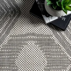 Kirklands Home Outdoor Rugs|Raina Tribal Zig Zag Outdoor Rug, 5x8 Gray