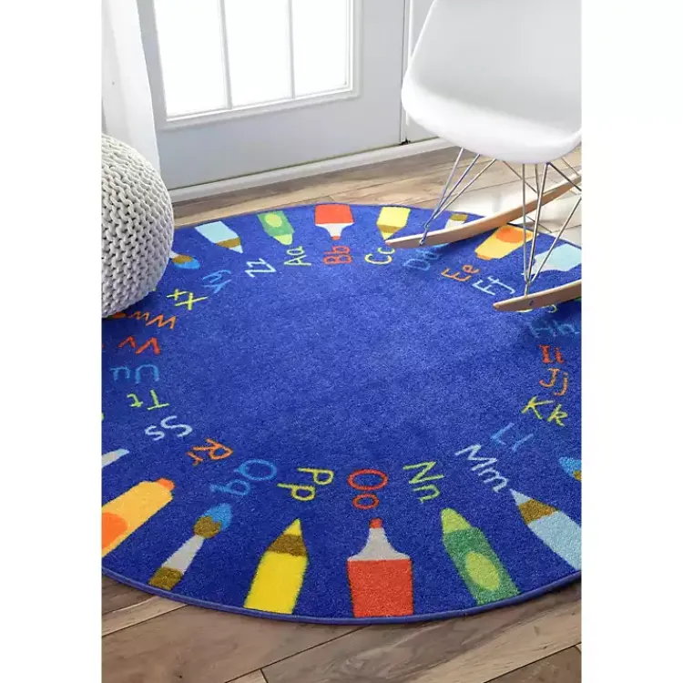 Kirklands Home Area Rugs|Rainbow Alphabet Round Rug, 5 ft. Multi
