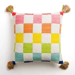 Kirklands Home Outdoor Cushions & Pillows|Rainbow Checkered Outdoor Pillow Multi