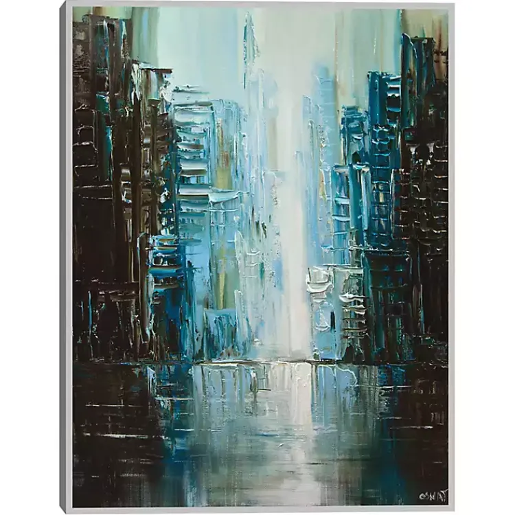 Kirklands Home Canvas Art|Rainy Days Framed Canvas Art Print Blue