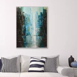 Kirklands Home Canvas Art|Rainy Days Framed Canvas Art Print Blue